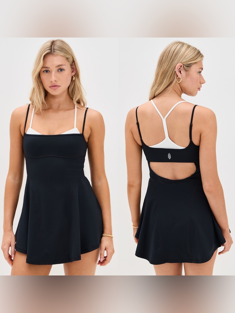 NWT Free People FP Movement Baseline Black & White Tennis Dress size Medium
